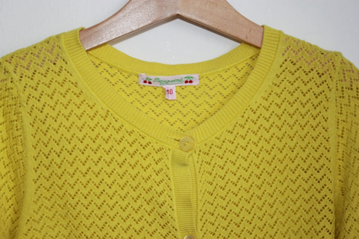 tweedehands katoenen geel ajour vest van bonpoint in maat 134-140 voor een meisje