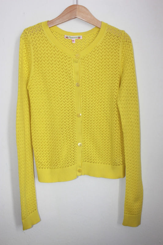 tweedehands katoenen geel ajour vest van bonpoint in maat 134-140 voor een meisje