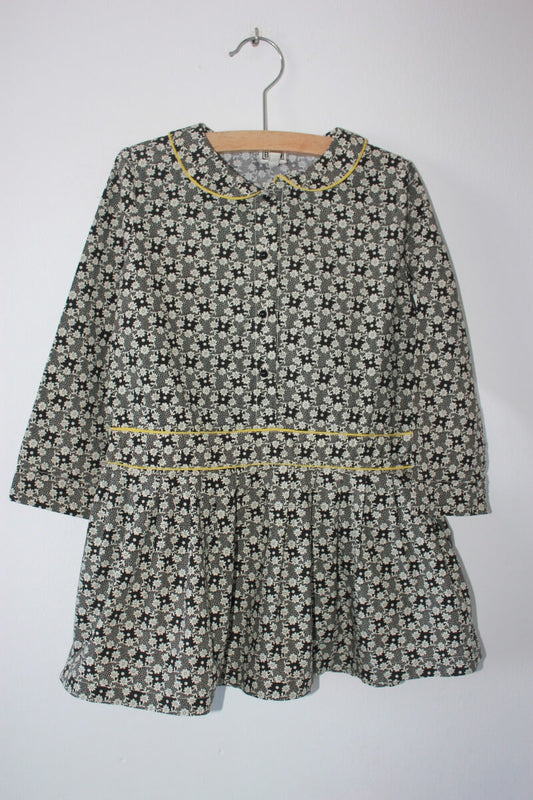 tweedehands katoenen gebloemde jurk in multicolour met lange mouwen van bonton in maat 98-104