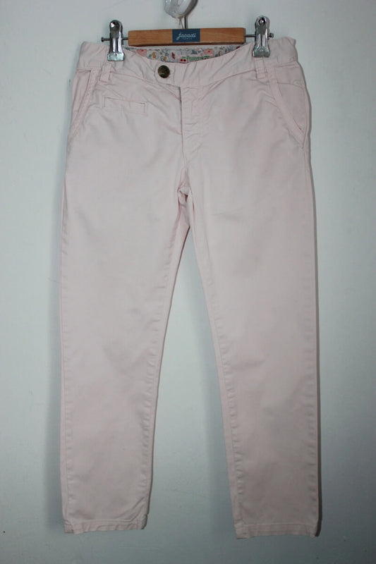 tweedehands katoenen zomerse lichtroze lange broek van bonpoint, maat 134-140