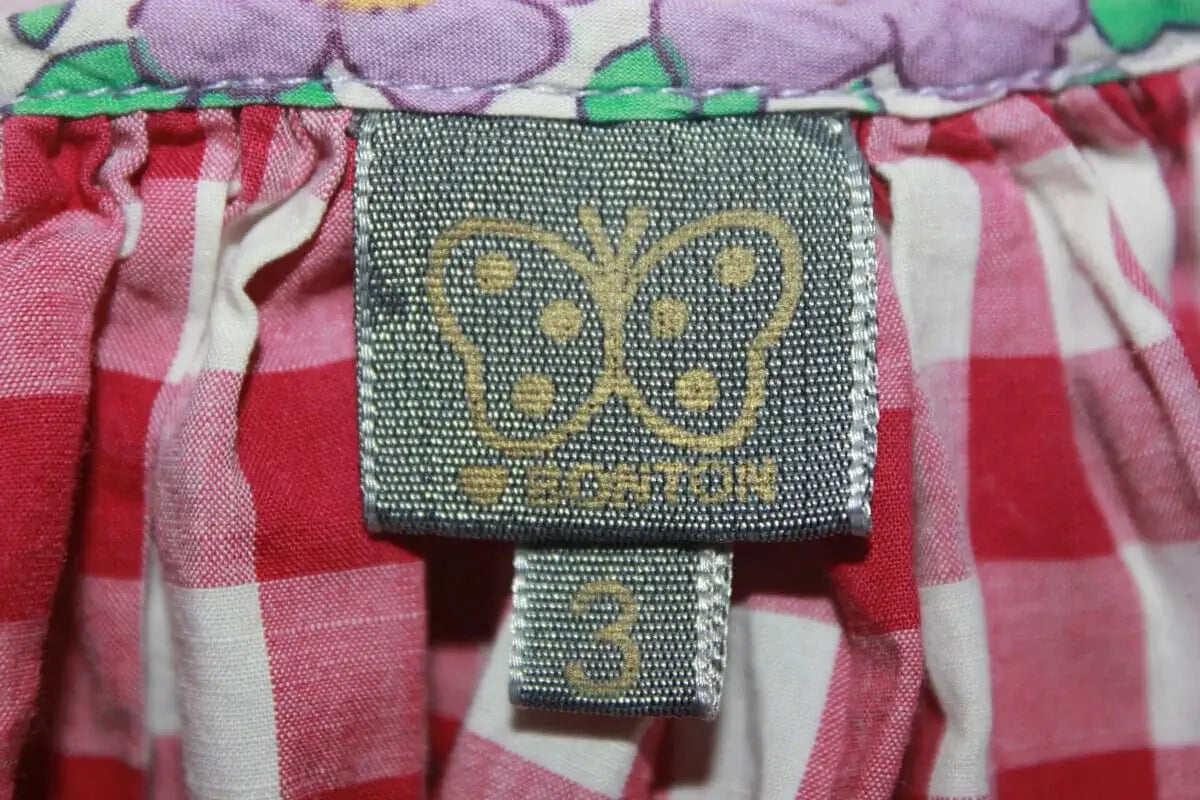 tweedehands katoenen rood met wit geruite zomerse jurk van bonton in maat 92-98