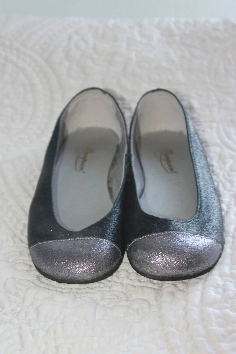 tweedehands glitter ballerinas in donkergrijs en zilver van bonpoint in maat 29 voor een meisje