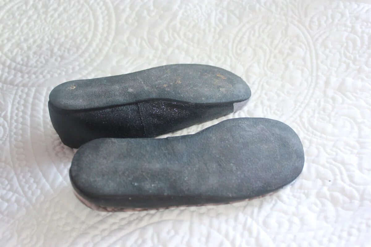 tweedehands glitter ballerinas in donkergrijs en zilver van bonpoint in maat 29 voor een meisje