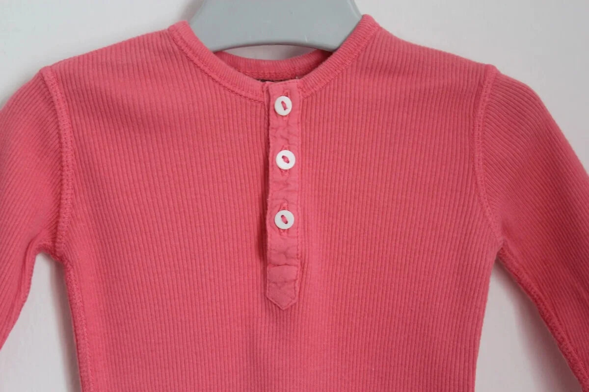 tweedehands katoenen koraalroze voetloze playsuit met lange mouwen van bonton in maat 62 voor een baby meisje