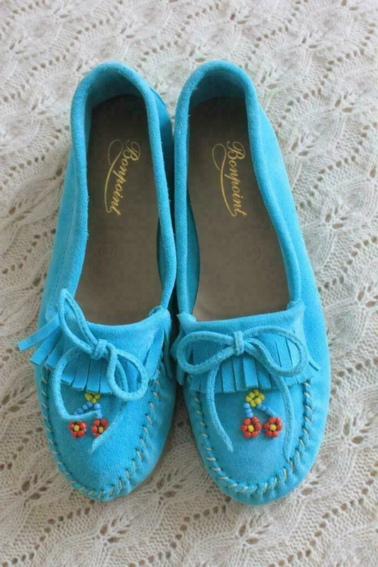 tweedehands blauwe suede mocassins in maat 34 van bonpoint voor een meisje