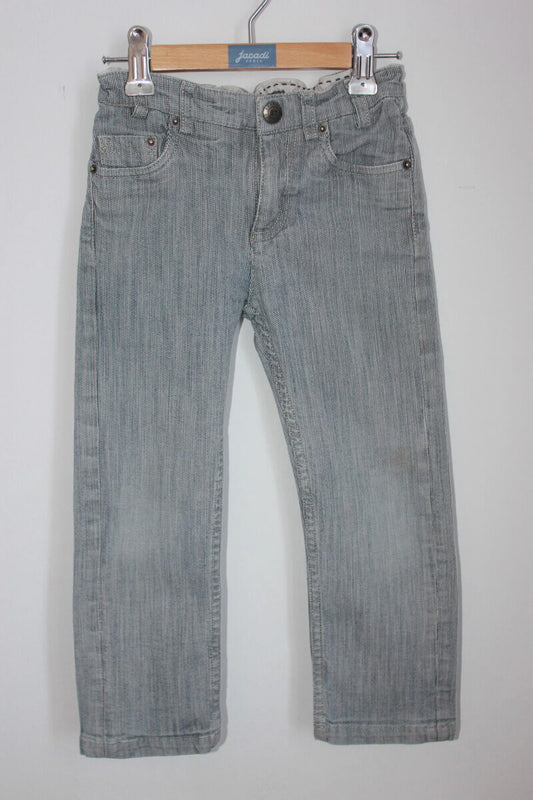 tweedehands unisex katoenen donkerblauw met wit gestreepte lange broek van bonpoint in maat 92-98