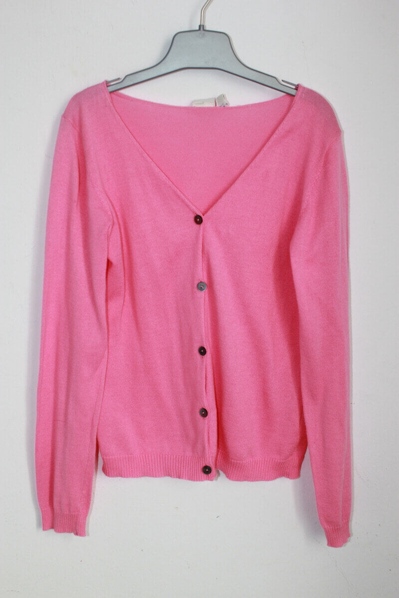 tweedehands katoenen roze vest van bonton in maat 146-152