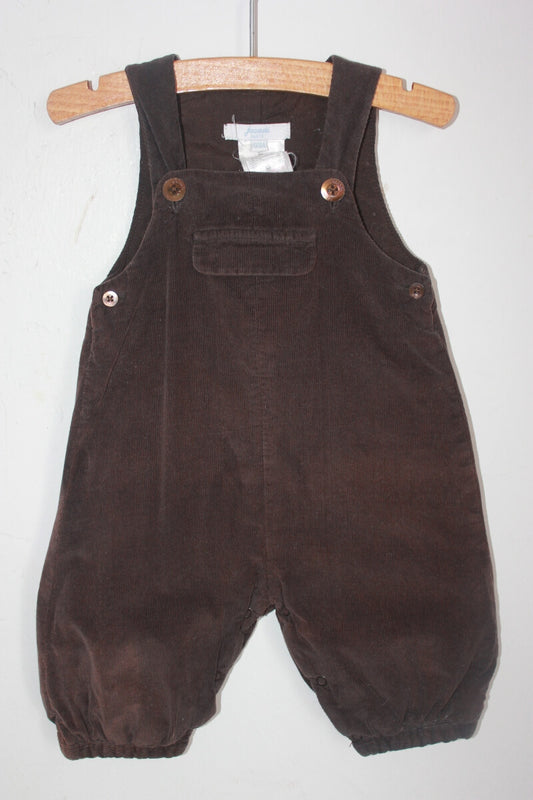 preloved unisex katoenen ribfluwelen bruine salopette, of tuinbroek van jacadi in maat 62