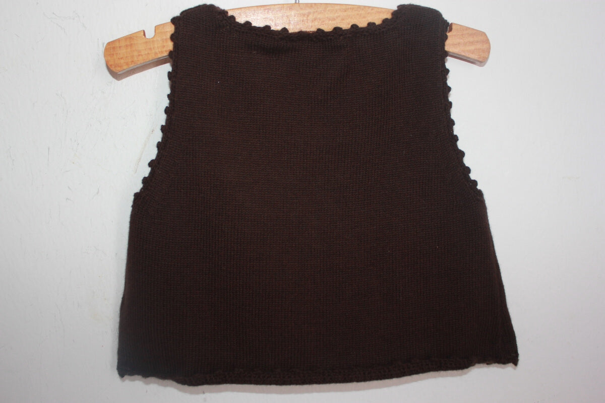 tweedehands bruin mouwloos vest van jacadi in maat 68 voor een baby meisje