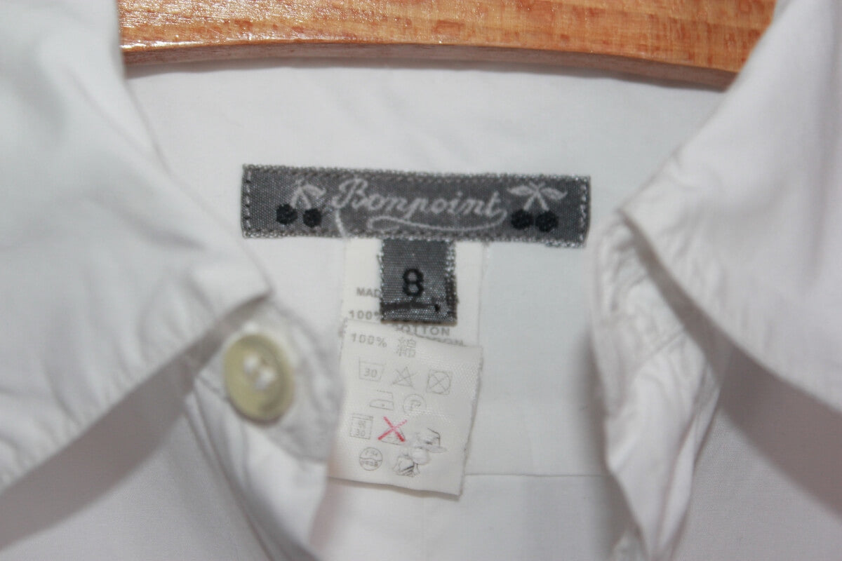 tweedehands katoenen wit overhemd met lange mouwen van bonpoint in maat 122-128 voor een jongen