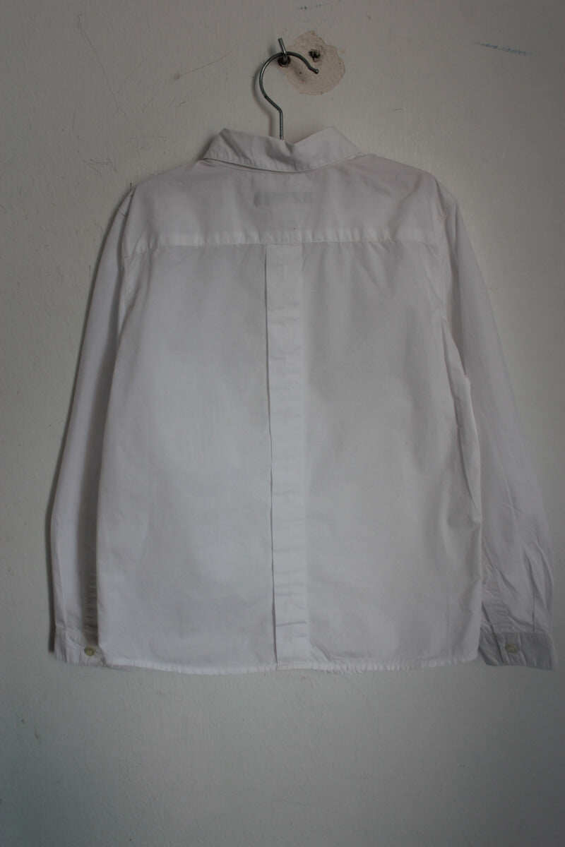 tweedehands katoenen wit overhemd met lange mouwen van bonpoint in maat 122-128 voor een jongen
