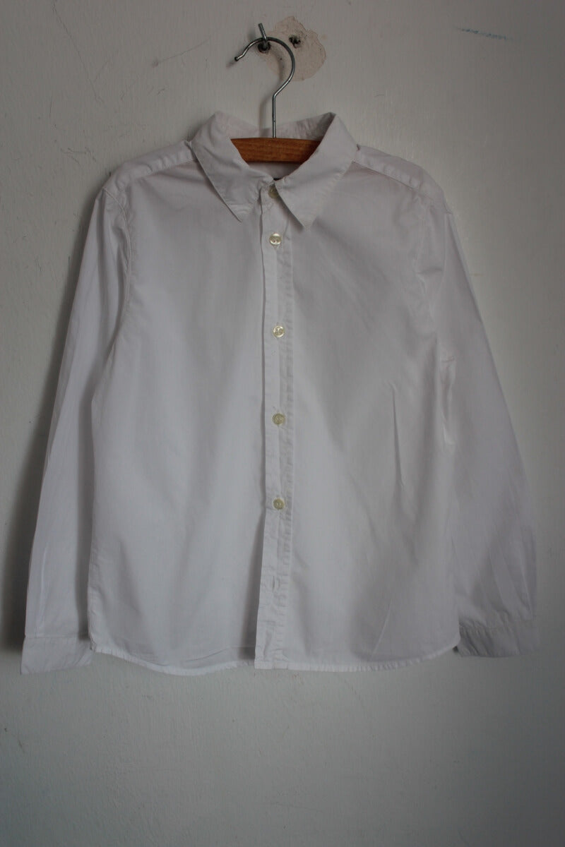 tweedehands katoenen wit overhemd met lange mouwen van bonpoint in maat 122-128 voor een jongen