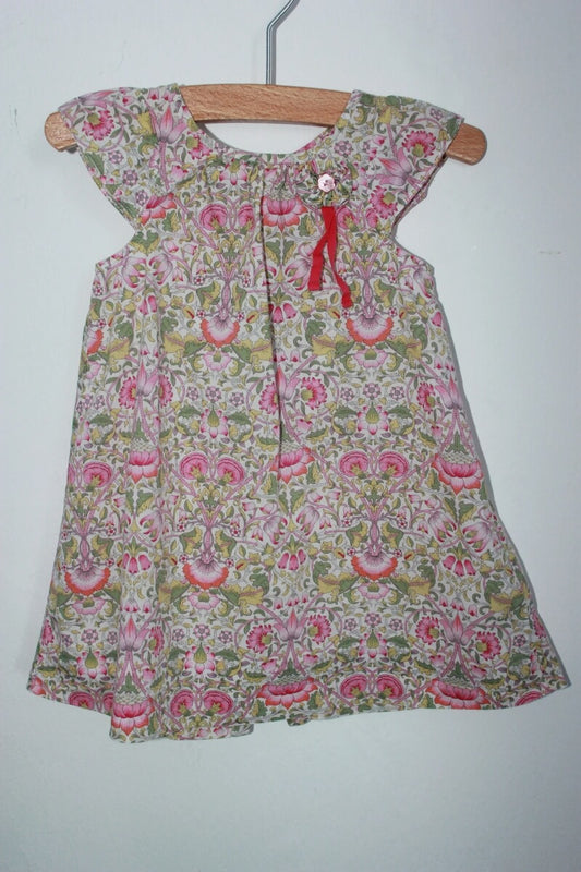 tweedehands katoenen zomerse liberty jurk in multicolour met korte mouwen van jacadi in maat 68