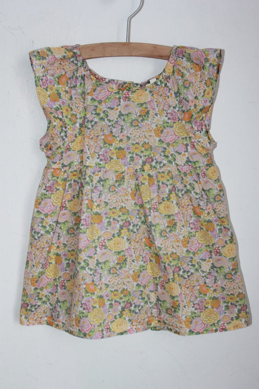 tweedehands katoenen liberty blouse in multicolour met korte mouwen van bonton in maat 104-110