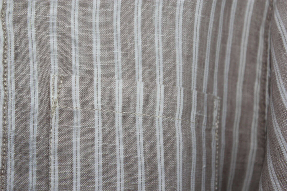 tweedehands-beige-wit-gestreept-overhemd-mao-kraagje-maat-140-tao