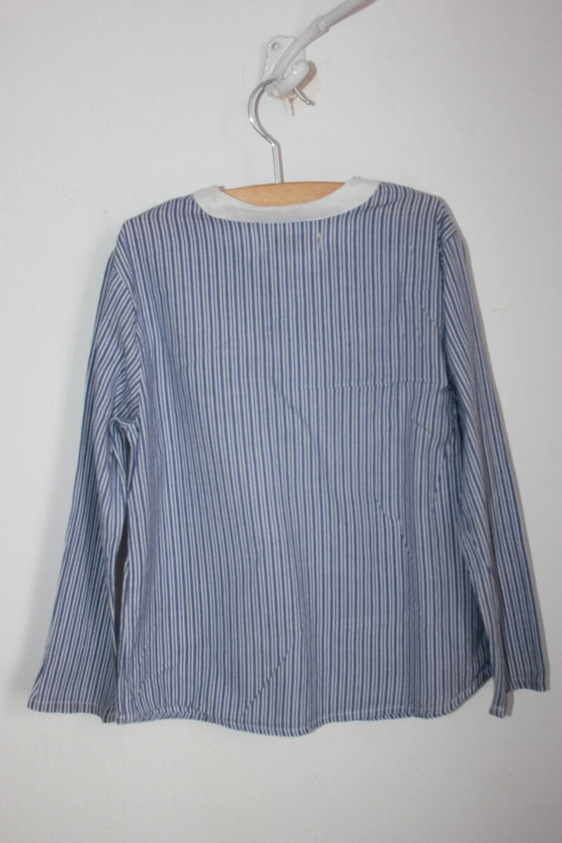 tweedehands-blauw-wit-grijs-gestreept-overhemd-lange-mouwen-maat-104-noro-monoprix