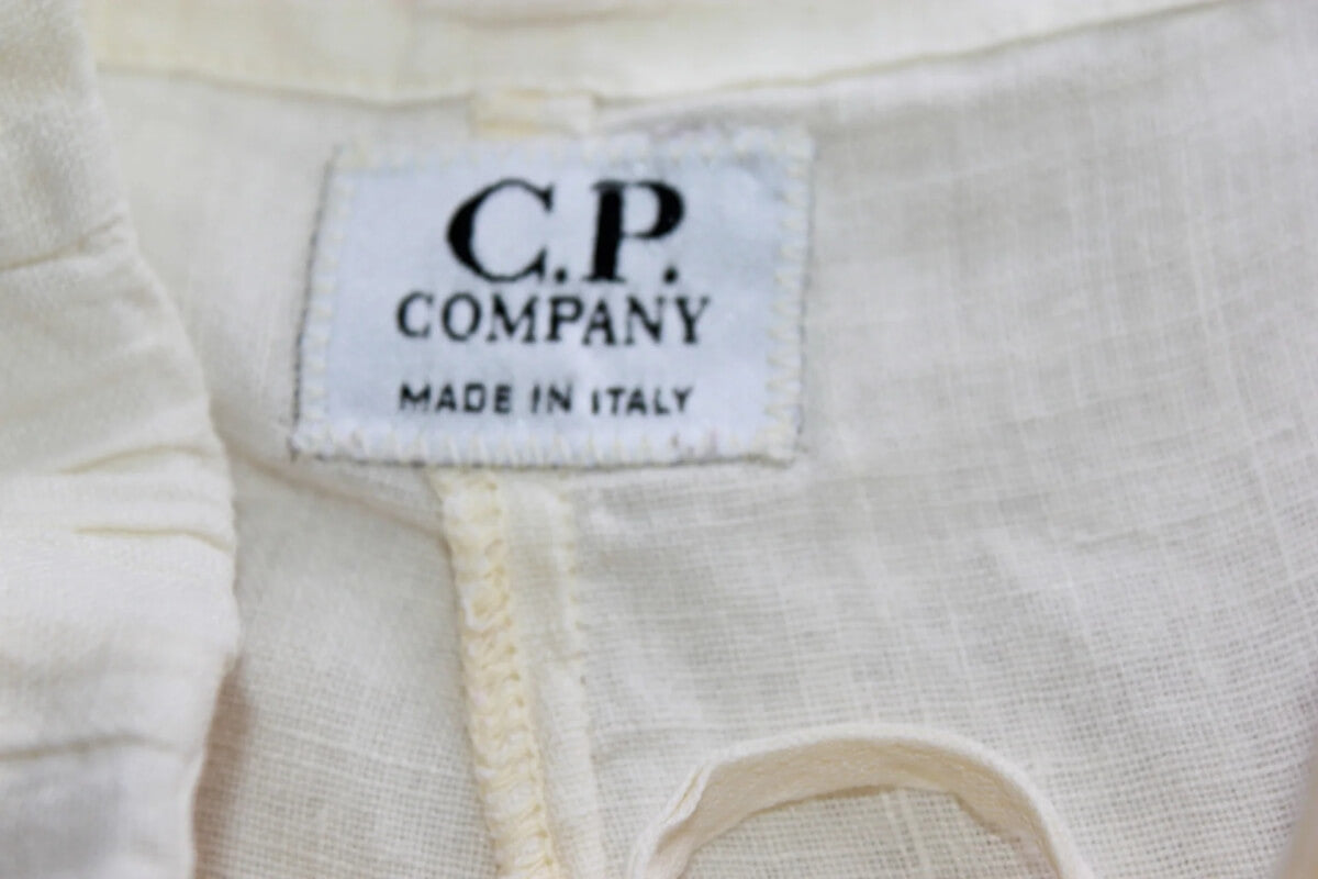 tweedehands-cremegele-linnen-broek-maat-104-cp-company