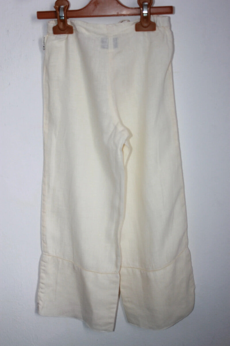 tweedehands-cremegele-linnen-broek-maat-104-cp-company