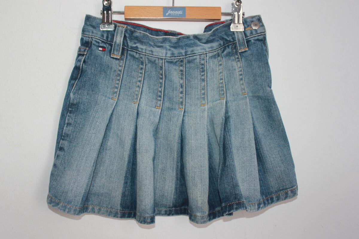 tweedehands geplooide denim rok maat 152 van tommy-hilfiger