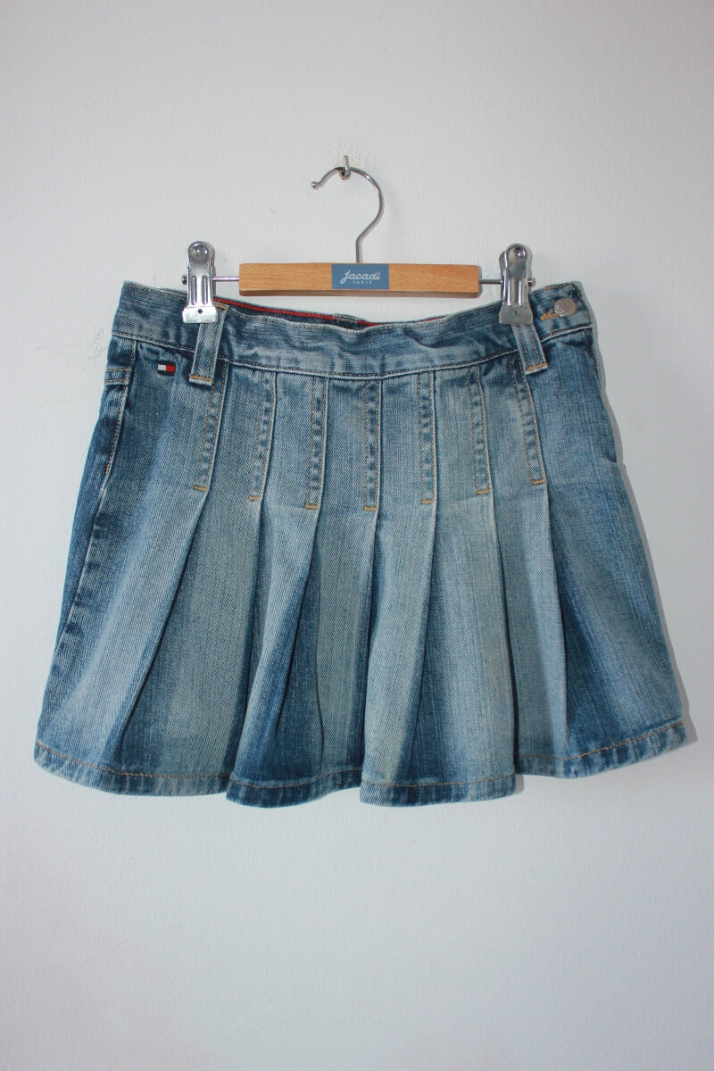 tweedehands geplooide denim rok maat 152 van tommy-hilfiger