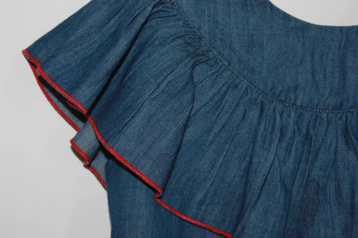 tweedehands-blauwe-jurk-volant-open-rug-maat-128-meisje-moodblue