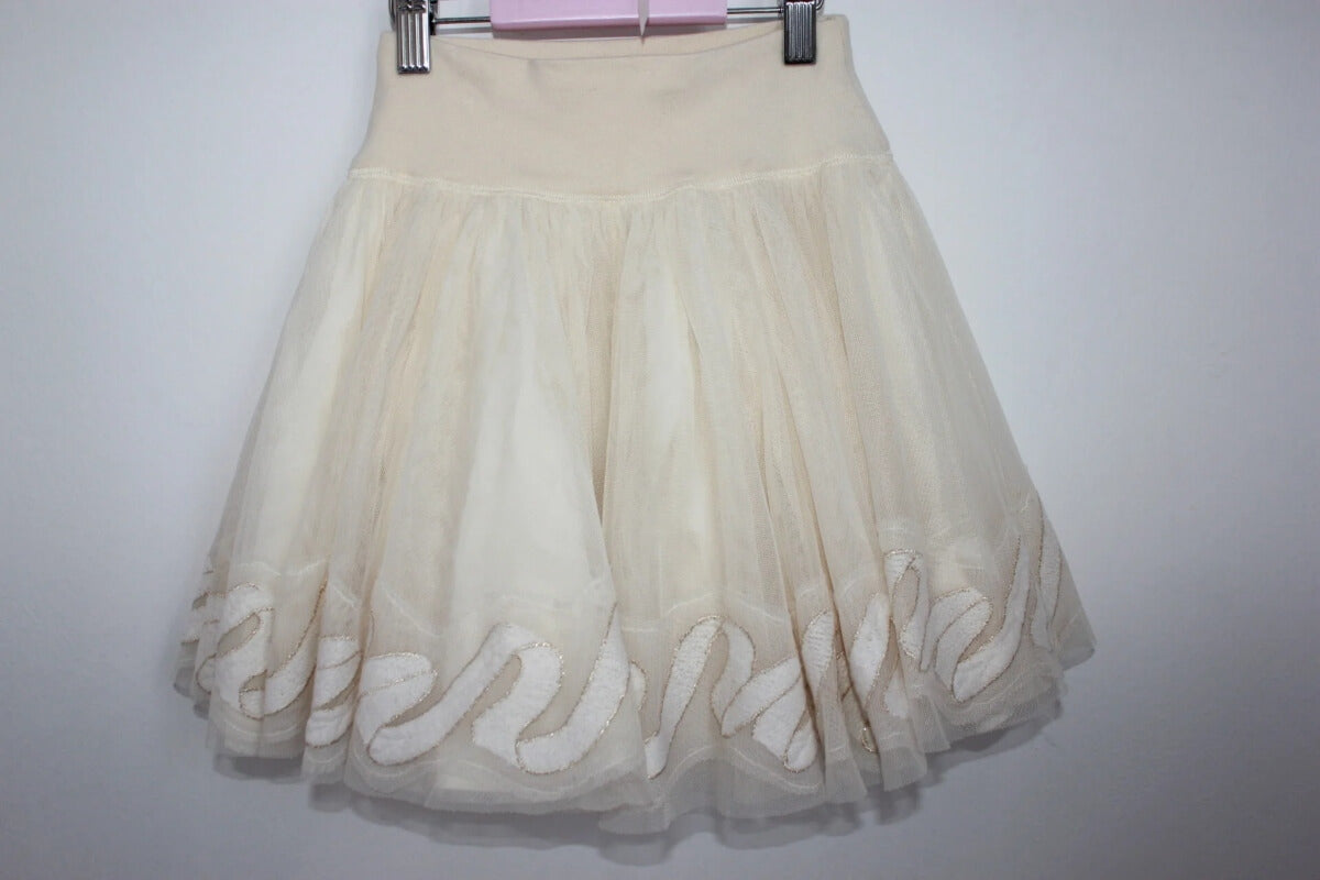 tweedehands-creme-goud-feestelijke-tule-rok-maat-128-meisje-i-pinco-pallino