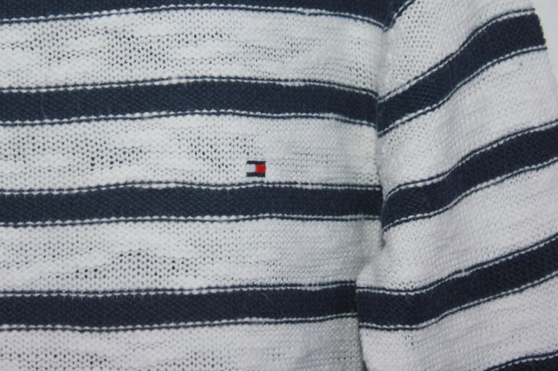 tweedehands-donkerblauw-wit-gestreepte-unisex-trui-kind-tommy-hilfiger-maat-116