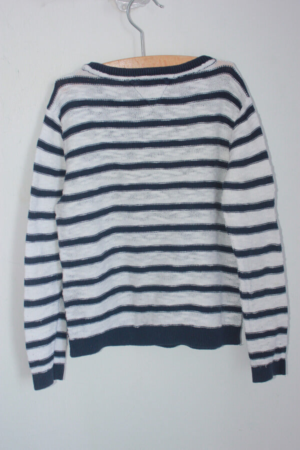 tweedehands-donkerblauw-wit-gestreepte-unisex-trui-kind-tommy-hilfiger-maat-116