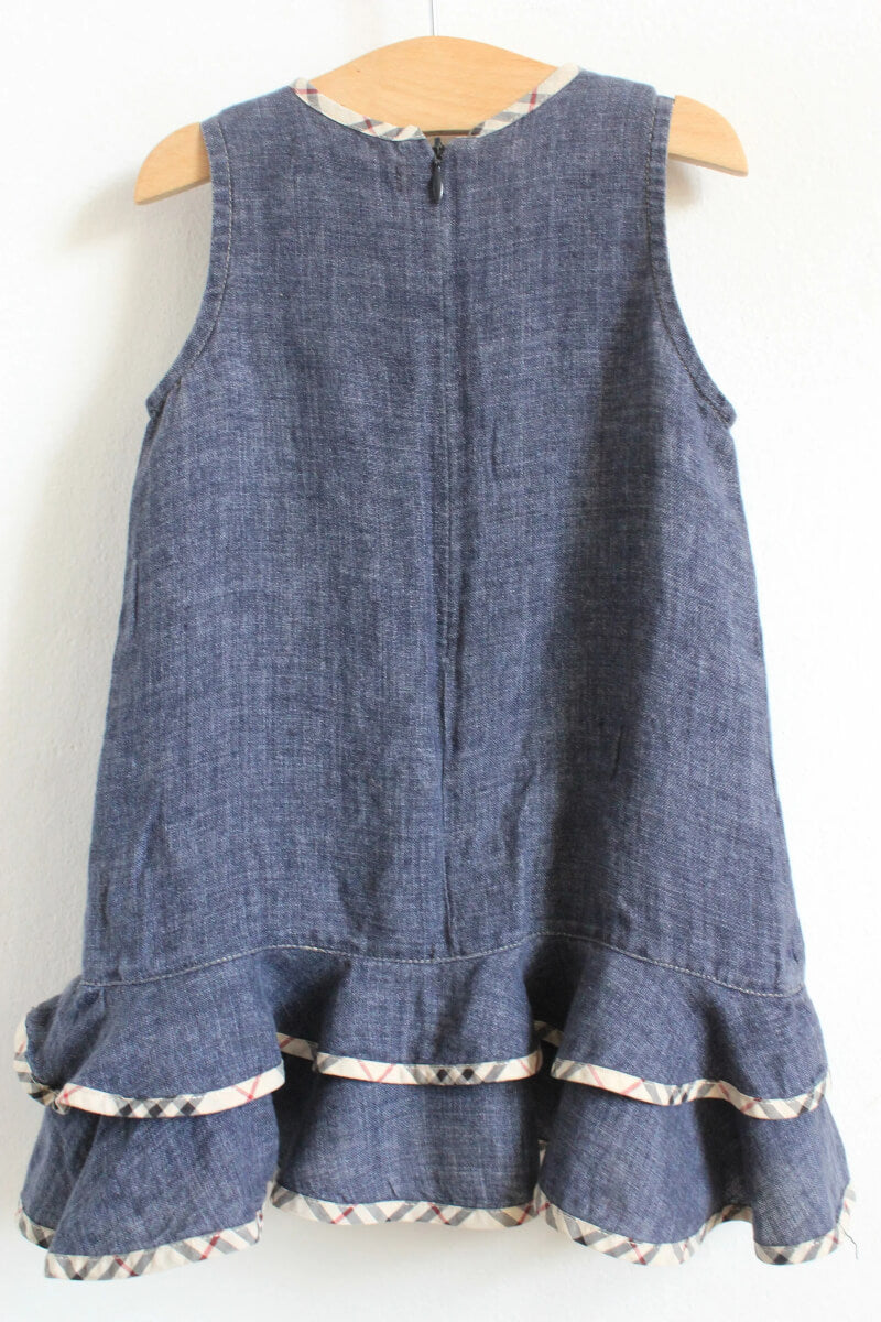 tweedehands-blauwe-linnen-mouwloze-jurk-maat-80-baby-meisje-burberry