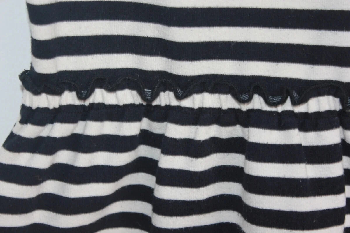 tweedehands-zwart-wit-gestreepte-jurk-korte-mouwen-monoprix-maat-122-meisje